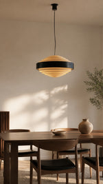 Noir Step Pendant black and white stepped pendant light with ceiling suspension