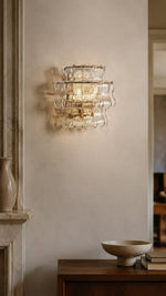 Vetra Ripple copper-tone layered glass wall light hero