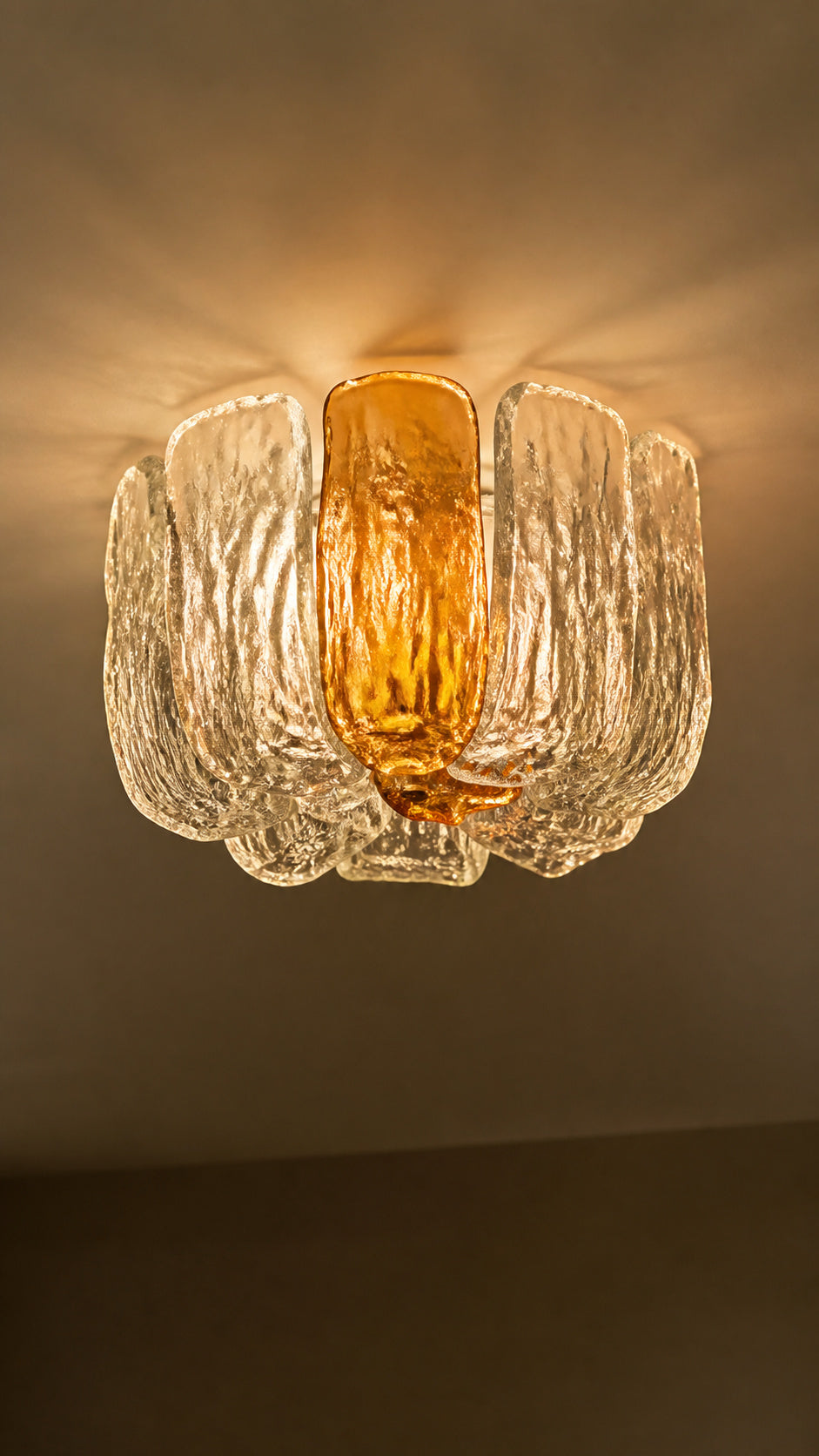 Tidal Petal Amber Clear flush mount ceiling light hero