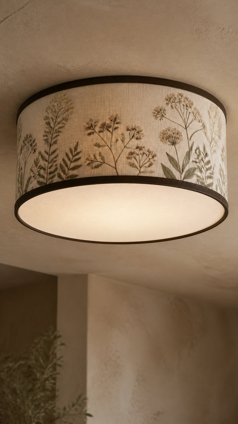 Botanical Drum Ceiling Light, front hero