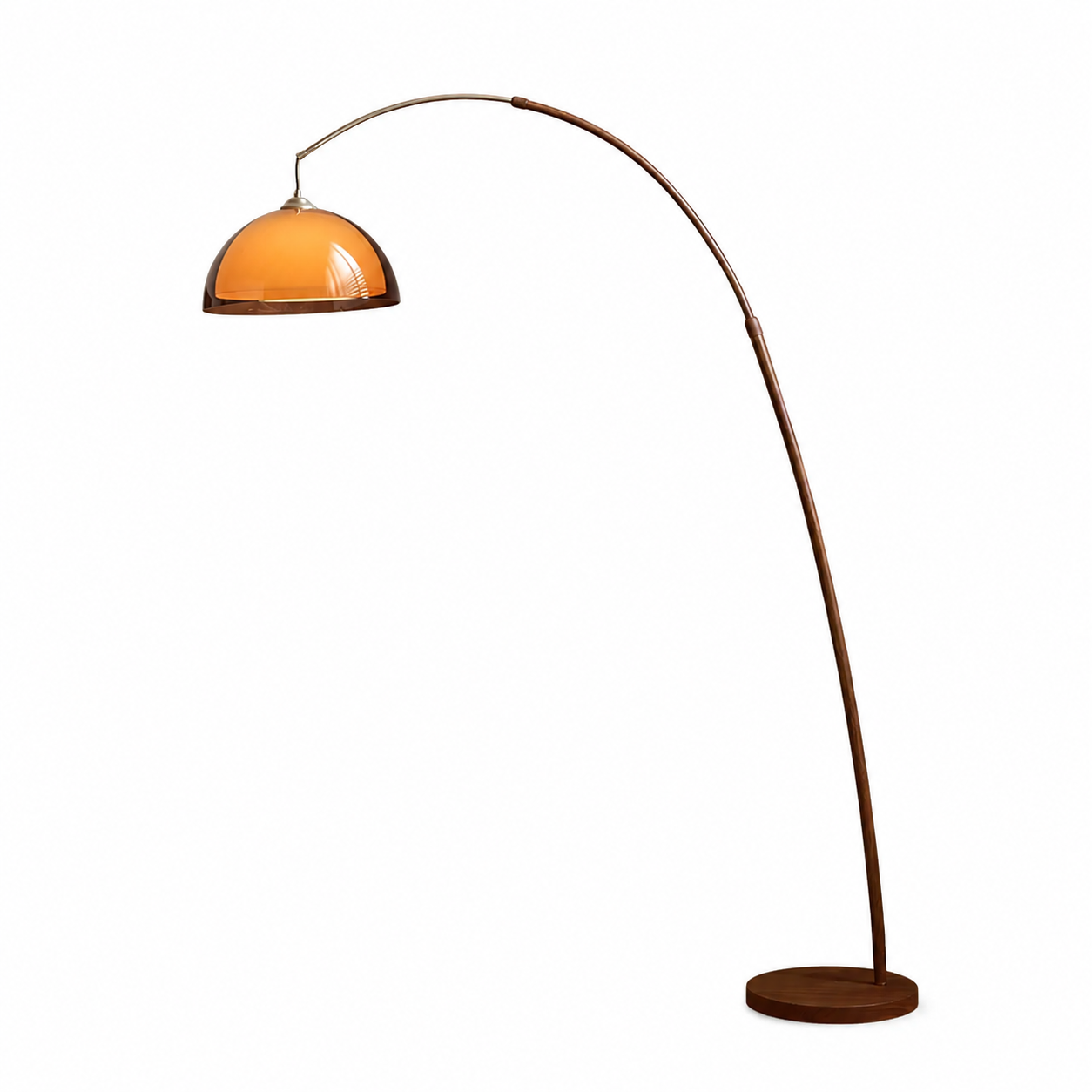 Walnut & Amber Color Bending Floor Lamp