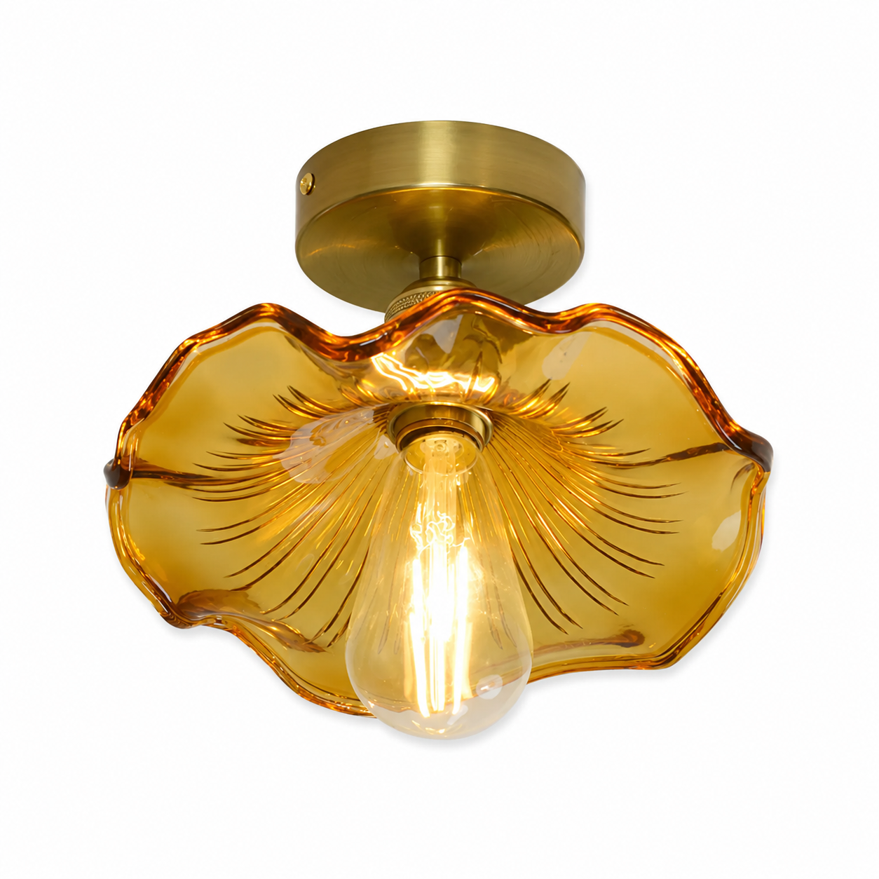 Lotus leaf / pleated umbrella-shaped glass ceiling light