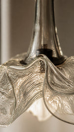 Close-up of rippled translucent glass
