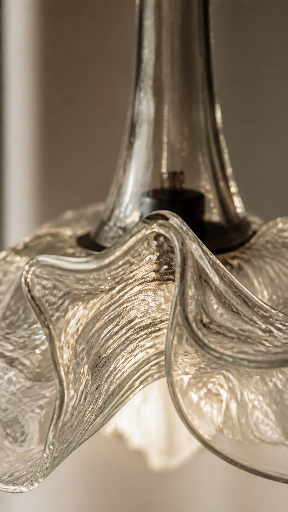 Close-up of rippled translucent glass