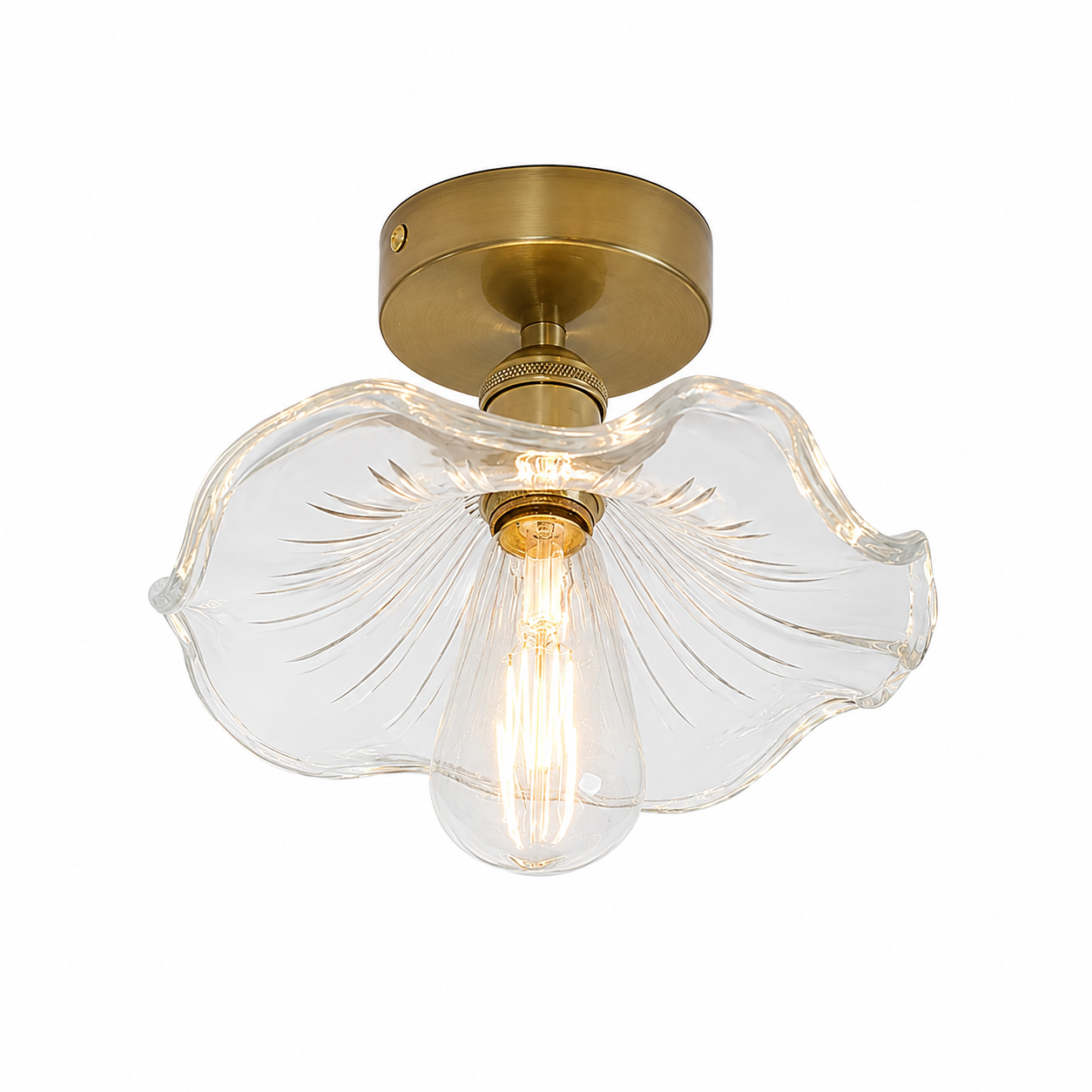 Lotus leaf / pleated umbrella-shaped glass ceiling light