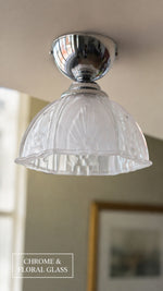 Etched glass and relief metal detail