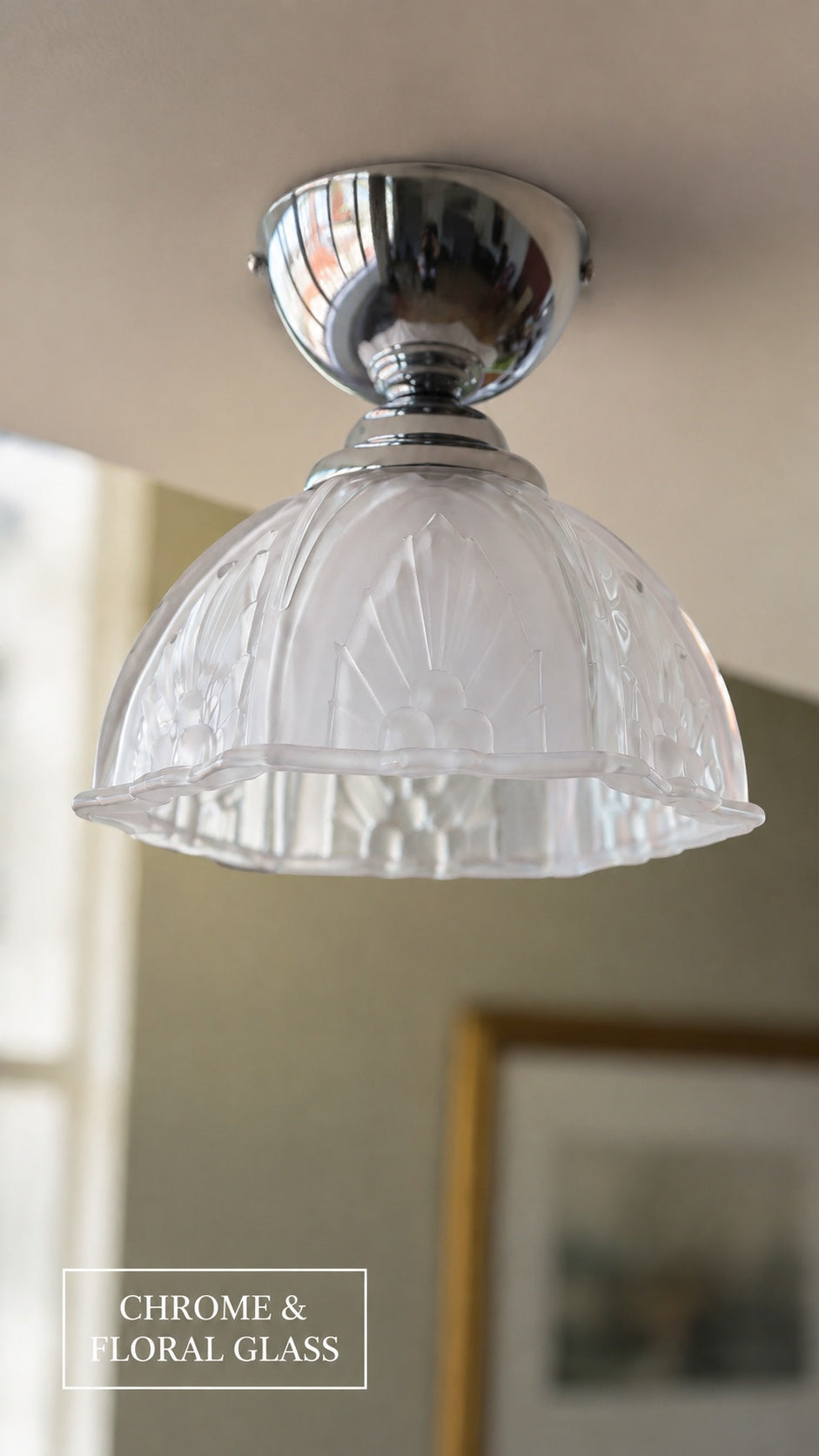 Etched glass and relief metal detail