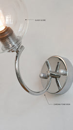 Chrome-tone iron and glass globe detail