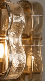 Rippled glass and copper-tone iron detail