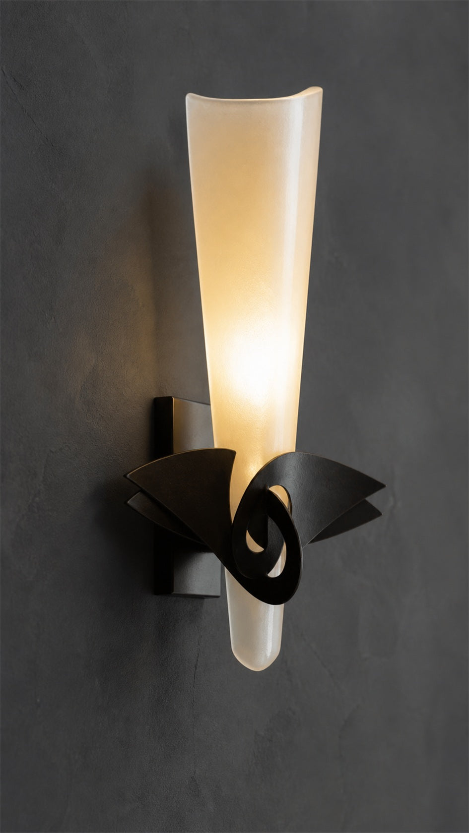 Phantom Wall Light, sculptural open curl and wing detail