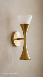 Fleur Nocturne wall sconce showing the round wall plate and short arm