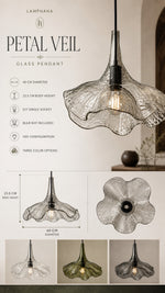 Petal Veil dimensions, E27 socket and 110V configuration