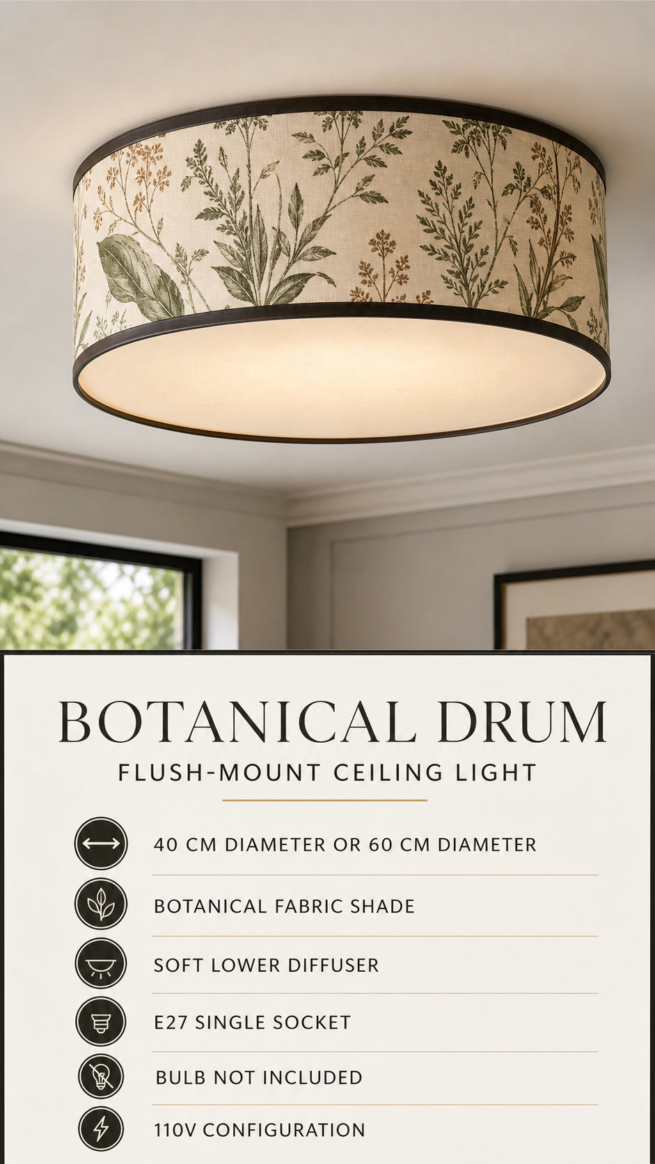 Botanical Drum Ceiling Light product specifications