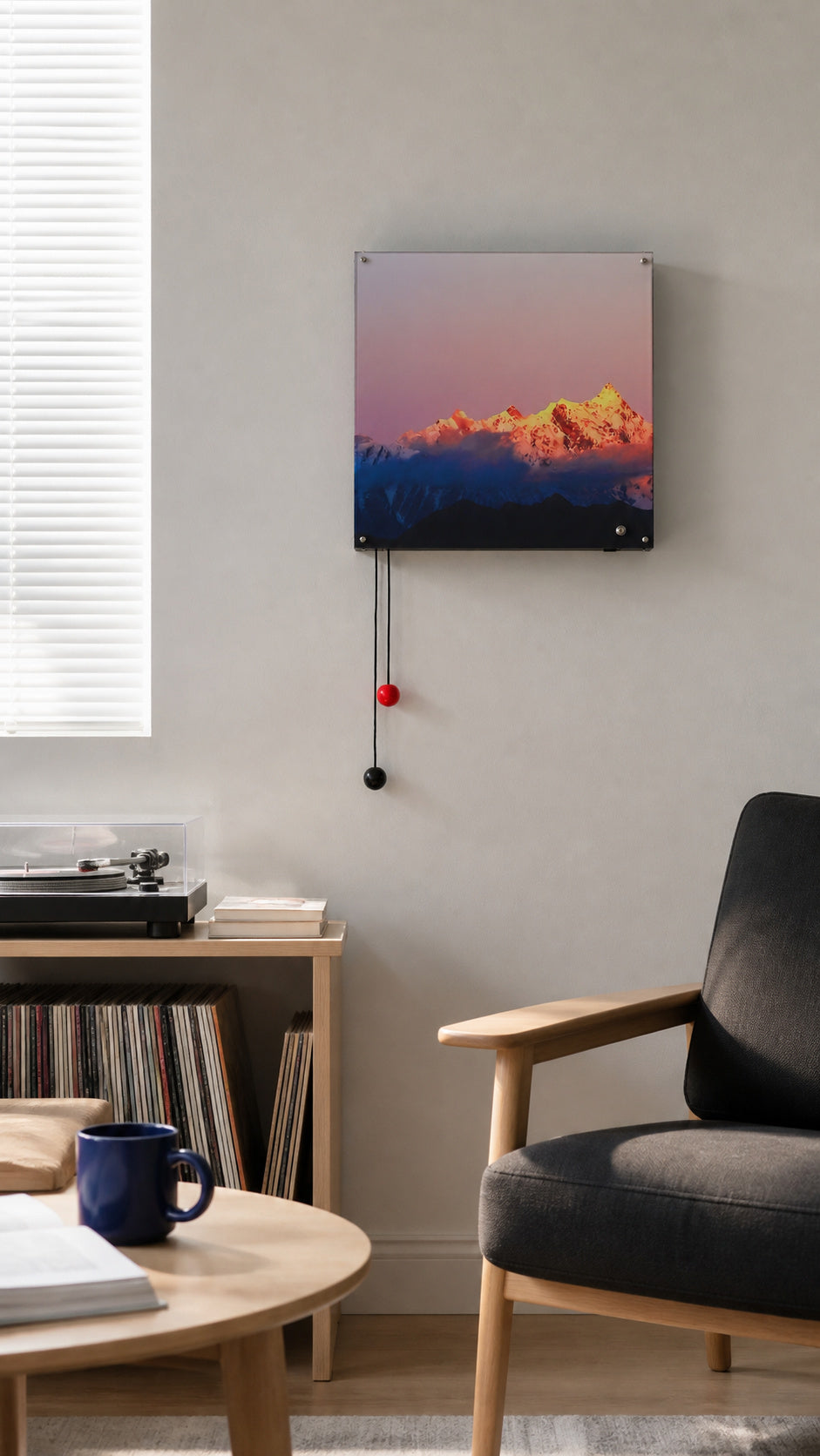 Dusk Orbit wall light Sunlit Mountain panel in a contemporary interior