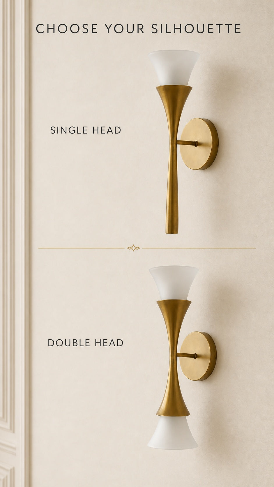 Single Head and Double Head wall sconce configurations