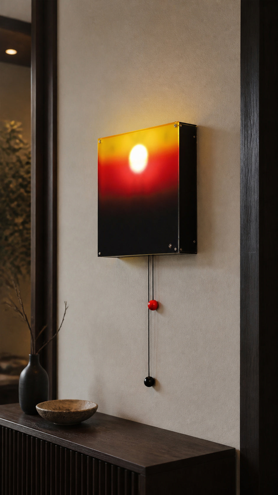 Dusk Orbit wall light side profile showing wall mounting and housing depth