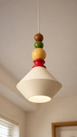 Low-angle view of the faceted pendant shade