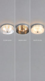 Clear, smoke gray, and white glass variants