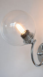 Clear glass globe and E27 socket macro