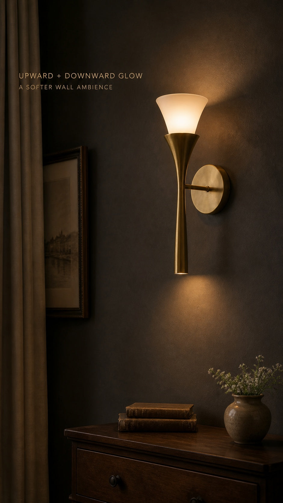 Fleur Nocturne wall sconce with soft upward and downward glow