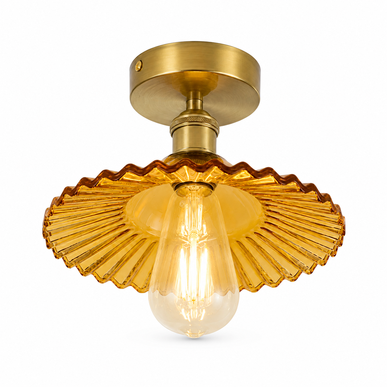 Lotus leaf / pleated umbrella-shaped glass ceiling light