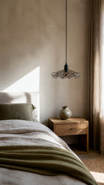 Petal Veil pendant in an organic modern bedroom