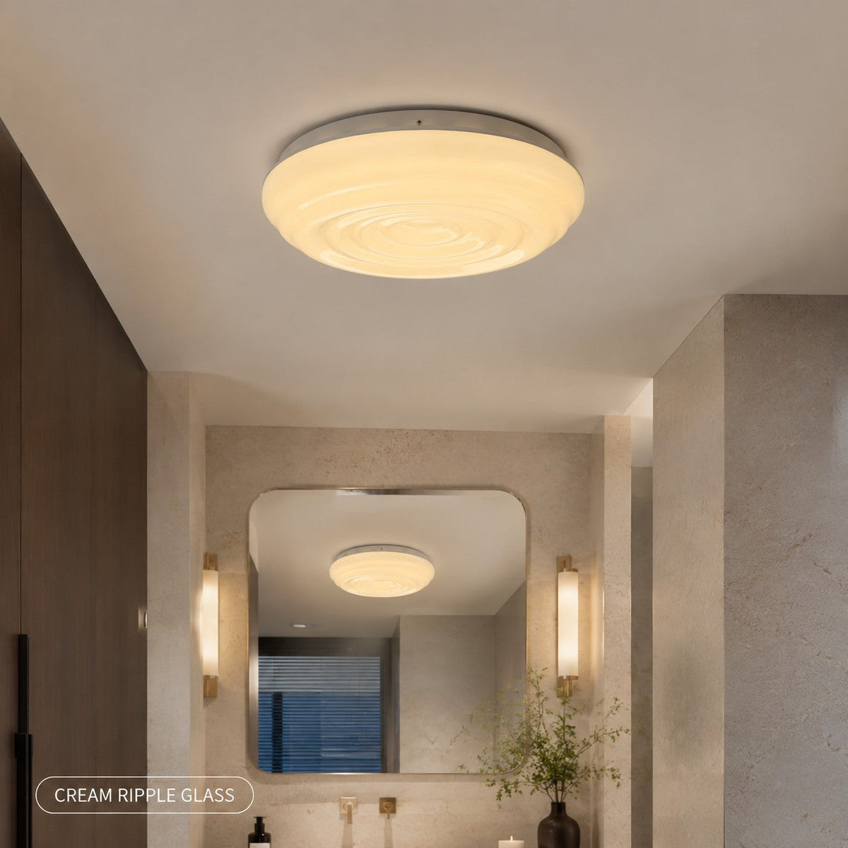 Ripple Halo Ceiling Light, Cream / Flush Mount
