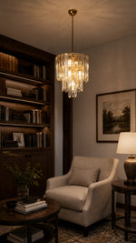 Copper Cascade Chandelier in a library lounge