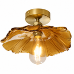 Lotus Leaf / Pleated Umbrella-Shaped Glass Ceiling Light