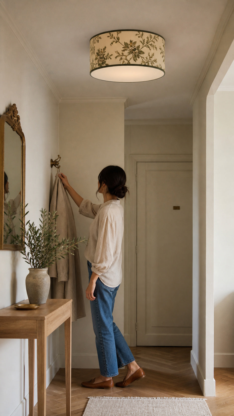 40 cm Botanical Drum Ceiling Light in an entryway