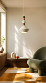 Color Orbit Light styled in a Memphis-inspired study