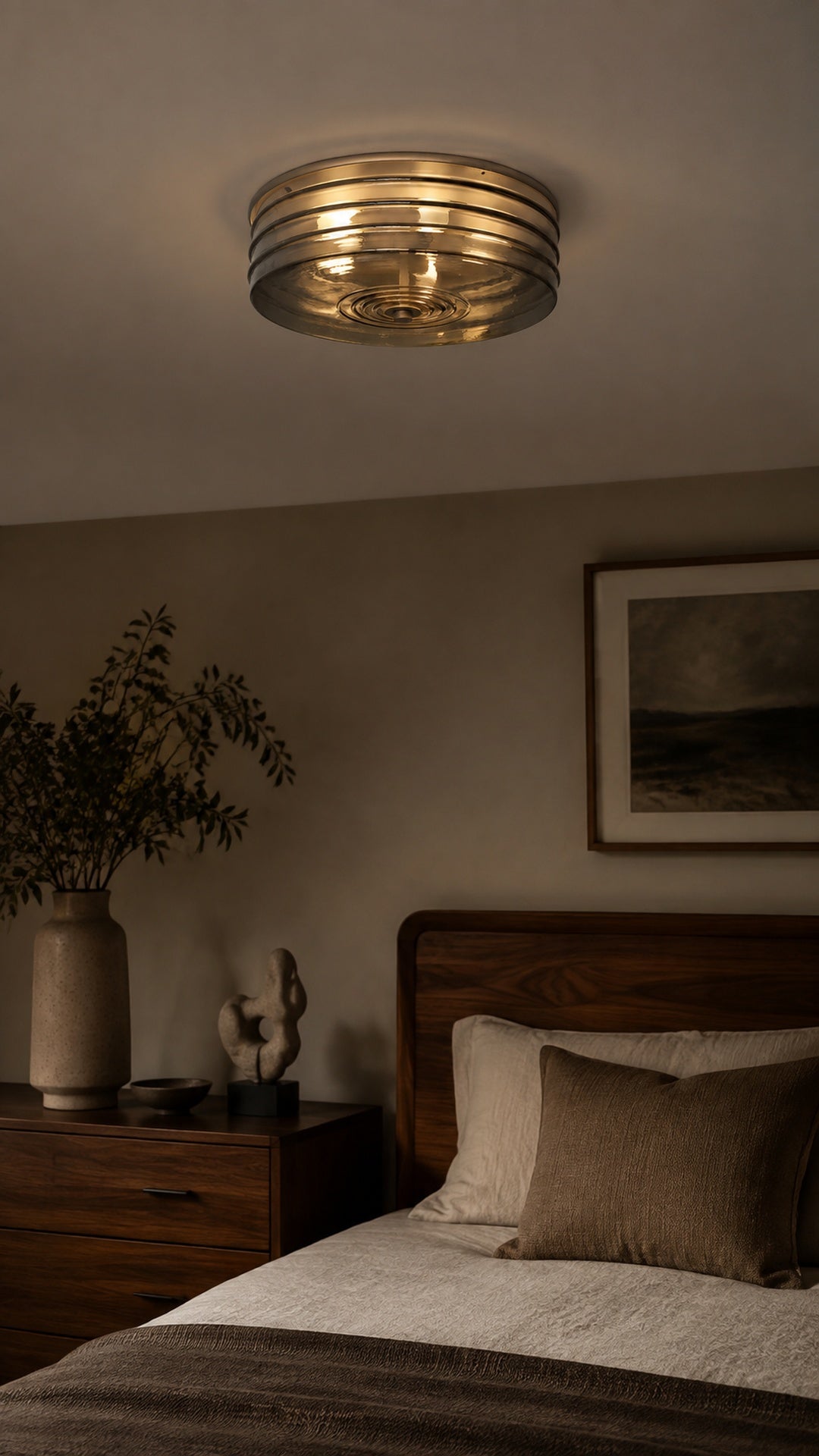 Rill Halo smoke glass in a mid-century bedroom