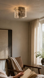 Tidal Petal Smoke Gray Clear reading corner scene