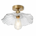 Lotus Leaf / Pleated Umbrella-Shaped Glass Ceiling Light