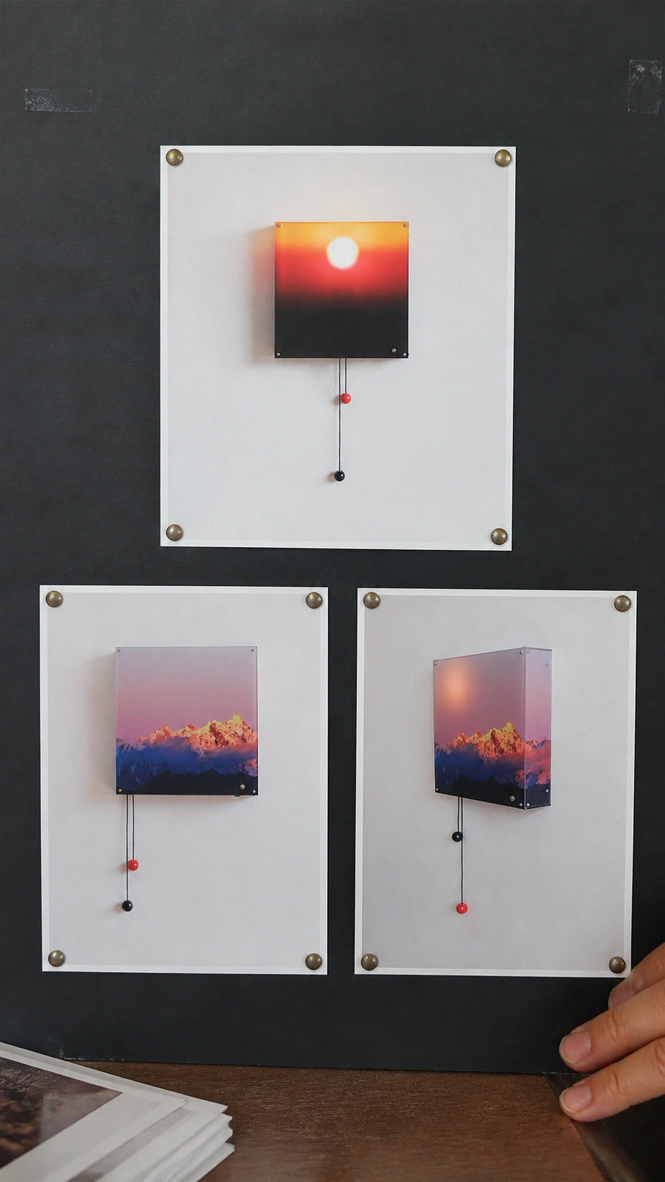 Dusk Orbit wall light panel artwork contact print sequence