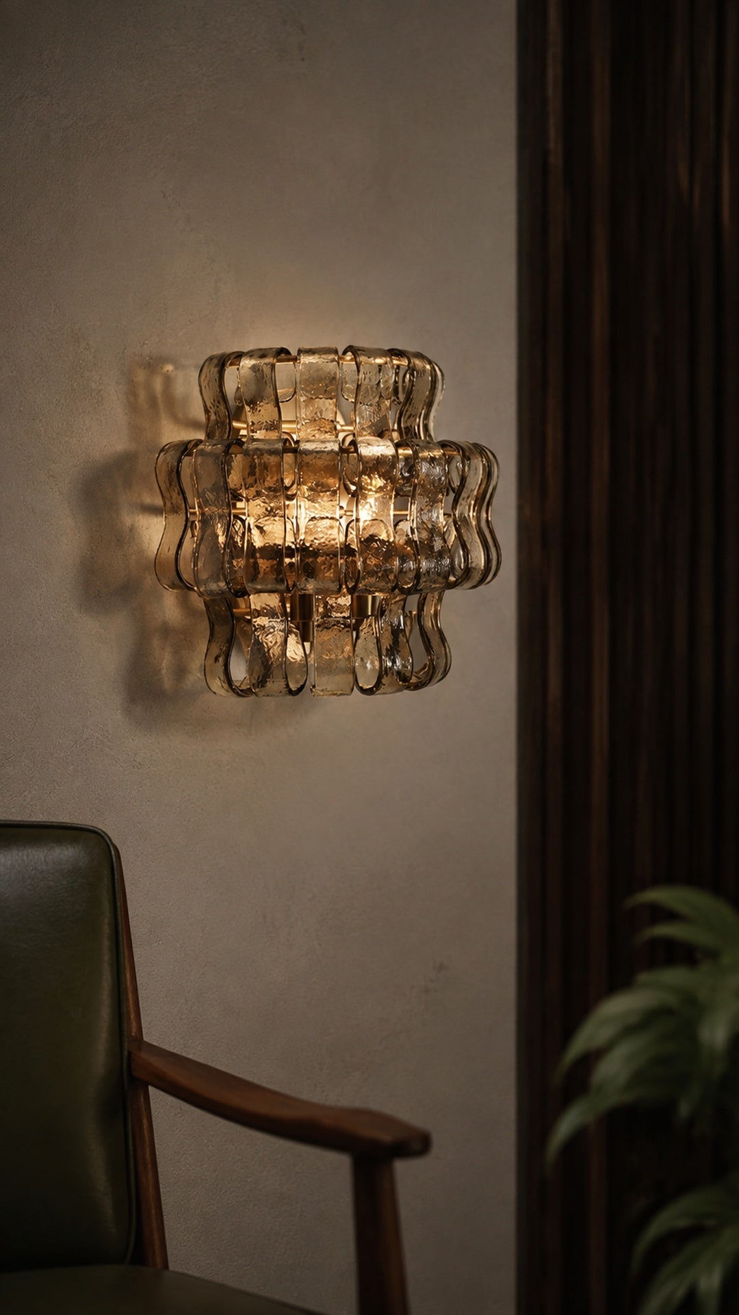 Smoke gray Vetra Ripple in a mid-century lounge