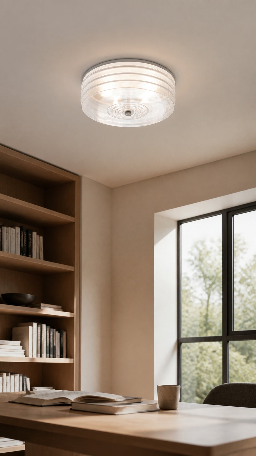 Rill Halo white glass in a modern study