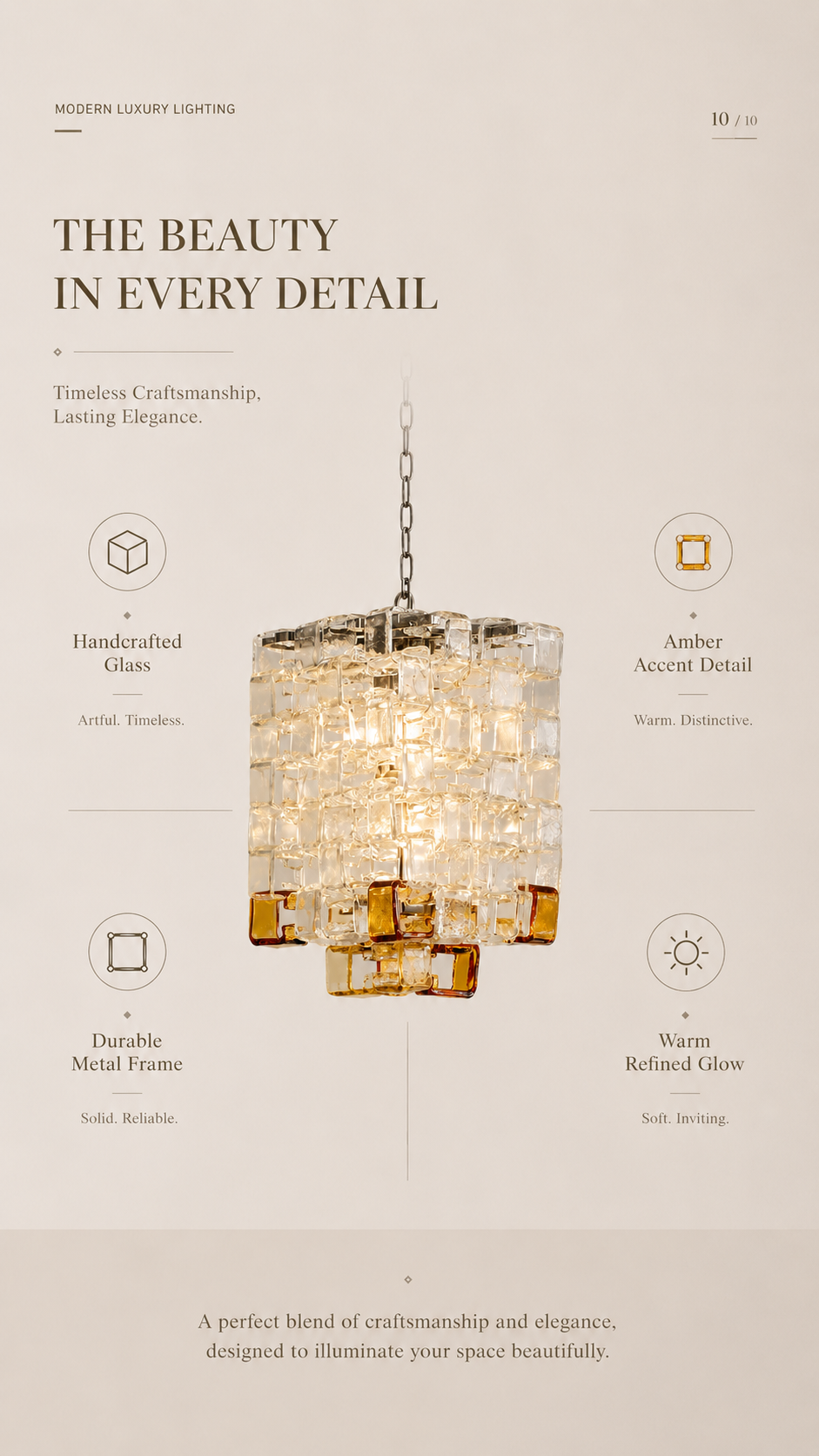 Murano Sugar Cube Glass Pendant Light