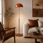 Walnut & Amber Color Floor Lamp