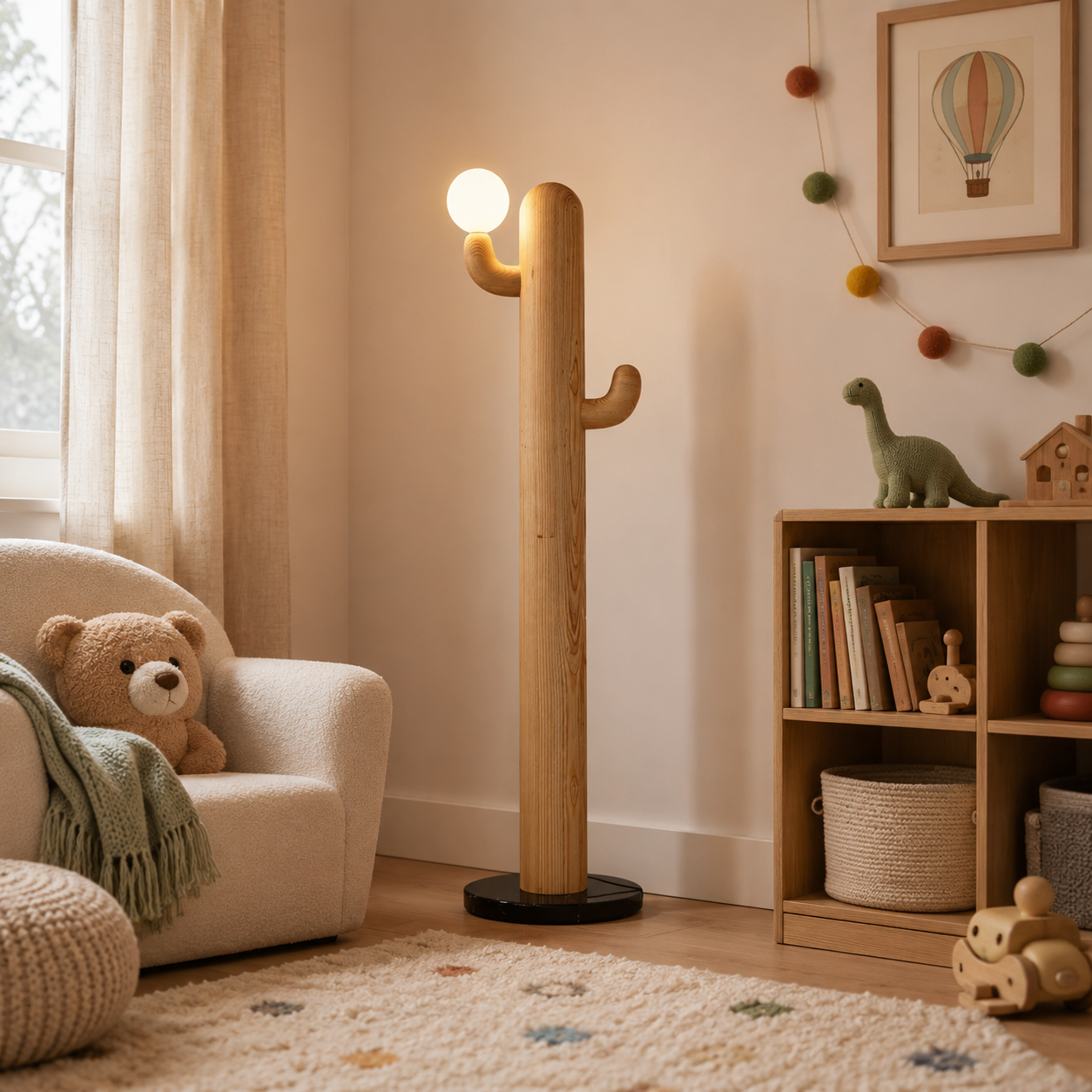 LAMPHAHA Cactus Wood Floor Lamp