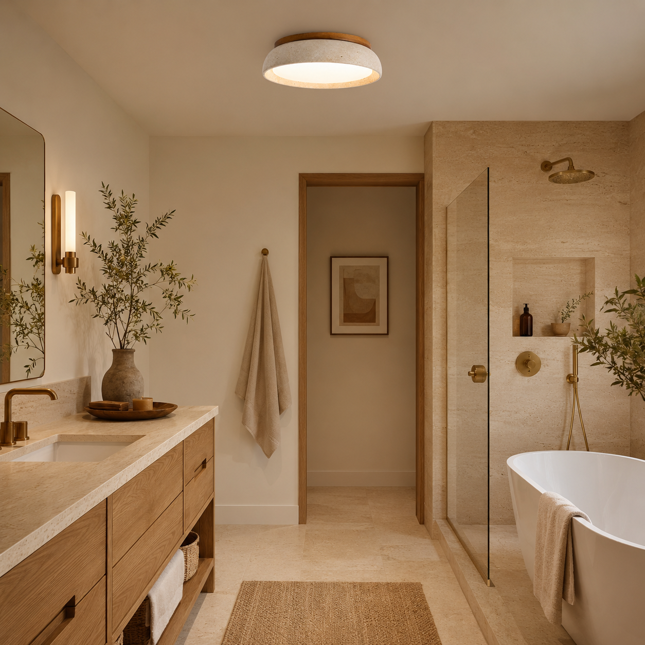 Travertine Ceiling Light
