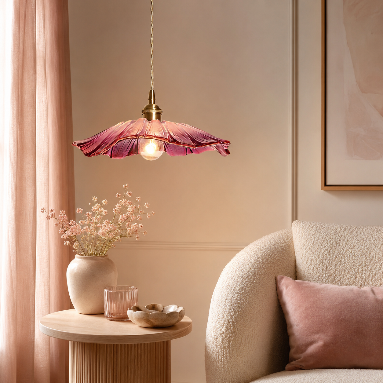 LAMPHAHA Flower Glass Pendant Light