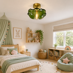 Lotus Leaf / Pleated Umbrella-Shaped Glass Ceiling Light
