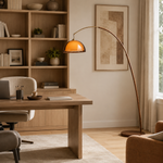 Walnut & Amber Color Bending Floor Lamp