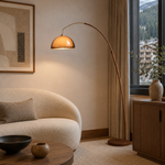 Walnut & Amber Color Bending Floor Lamp