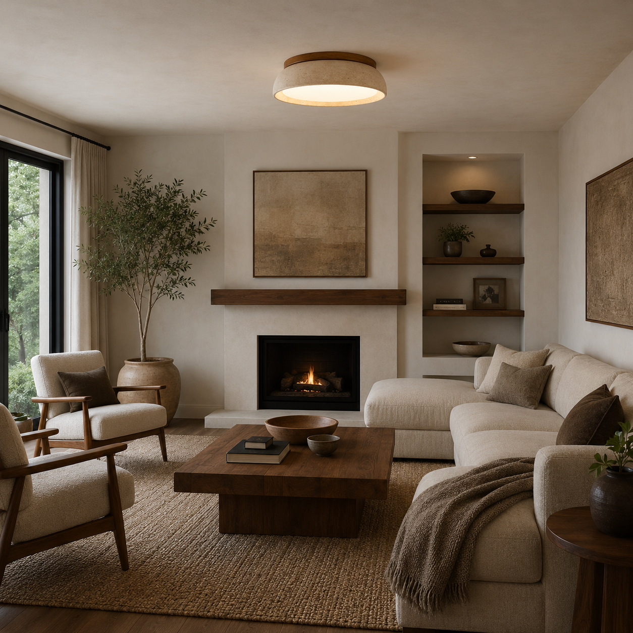 Travertine Ceiling Light