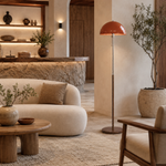 Walnut & Amber Color Floor Lamp