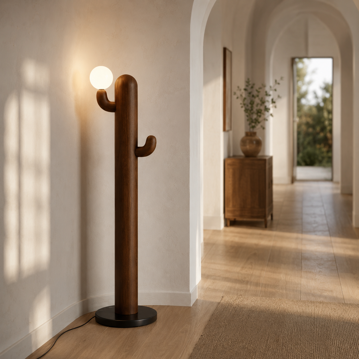 LAMPHAHA Cactus Wood Floor Lamp