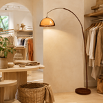 Walnut & Amber Color Bending Floor Lamp