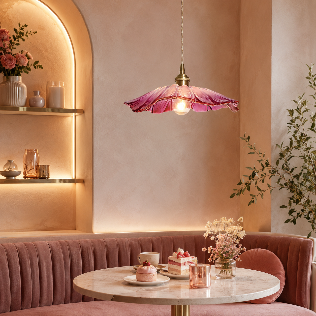 LAMPHAHA Flower Glass Pendant Light